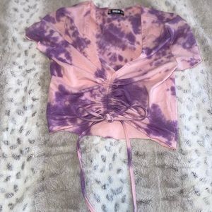 Pink and Purple Tie Dye Size Small Crop Top